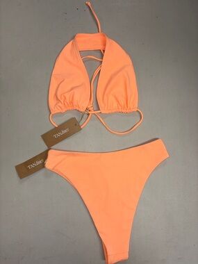 TANlines Coral Peach Triangle Halter Bikini Set